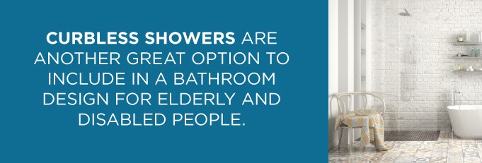 curbless showers are great bathroom designs for seniors