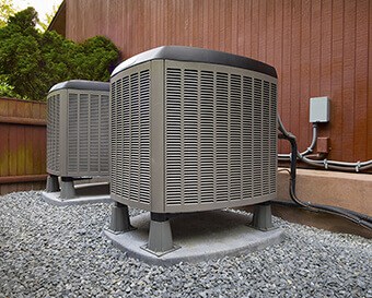 heat pump installed outside home