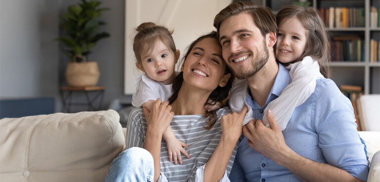 family enjoying their warm home