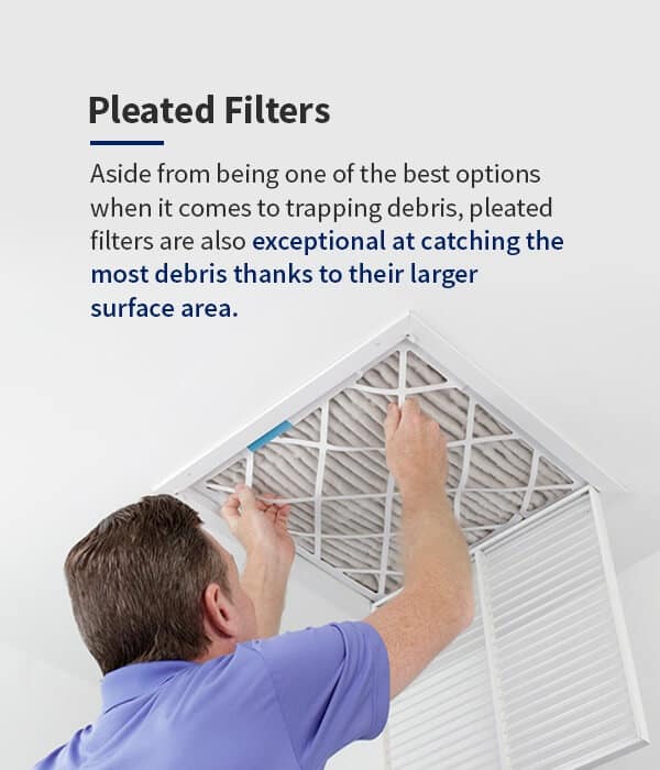 a pleated filter being installed