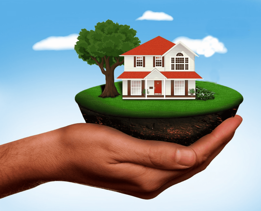 hand holding home geothermal graphic